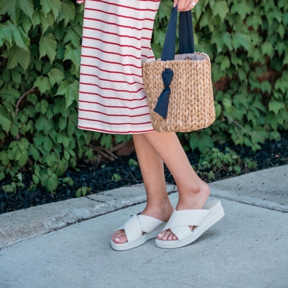 Ecco White Crossover Slide Mules
